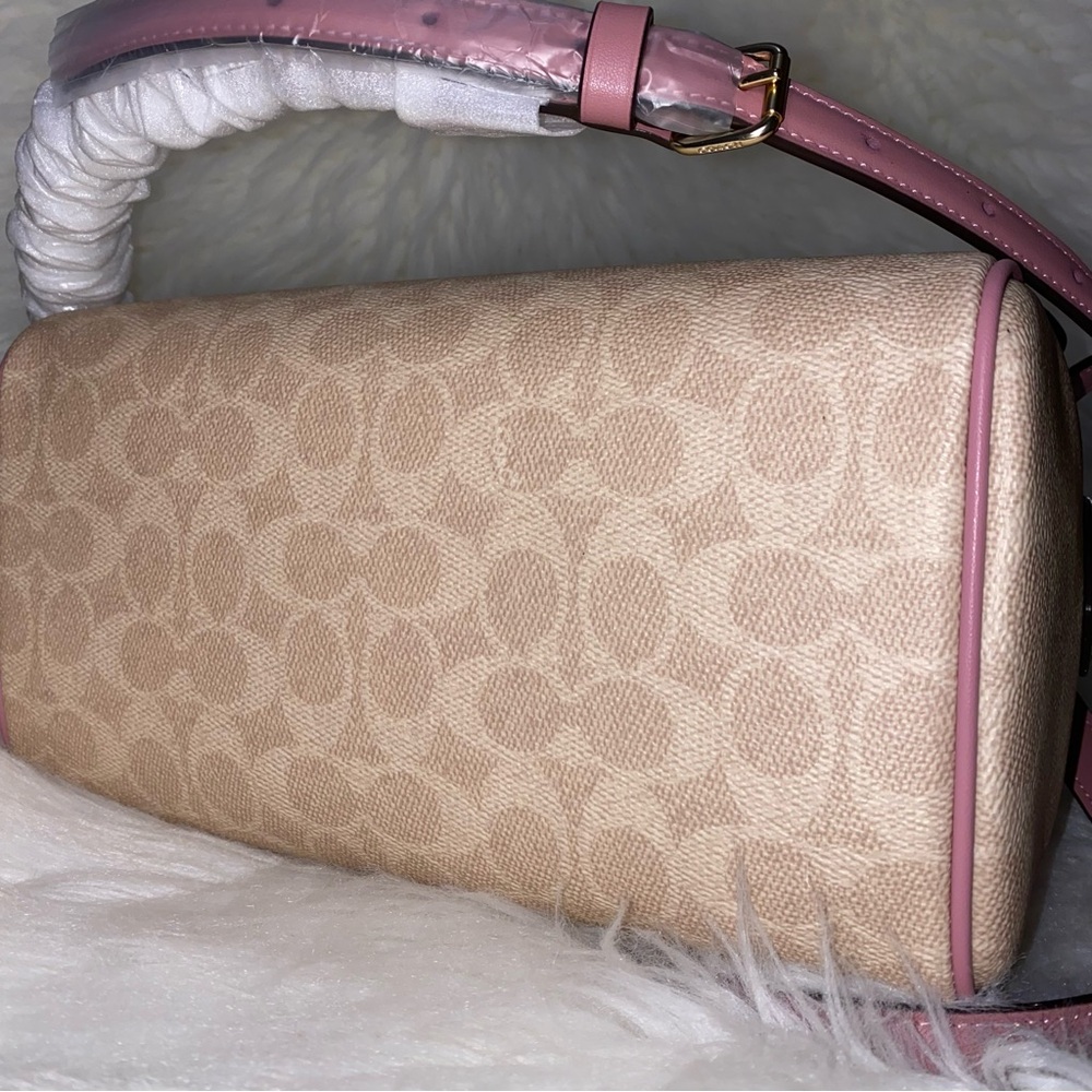 Coach purse 💖 Rowan Satchel Bag In Signature Canvas With Heart Charm New - Picture 8 of 15